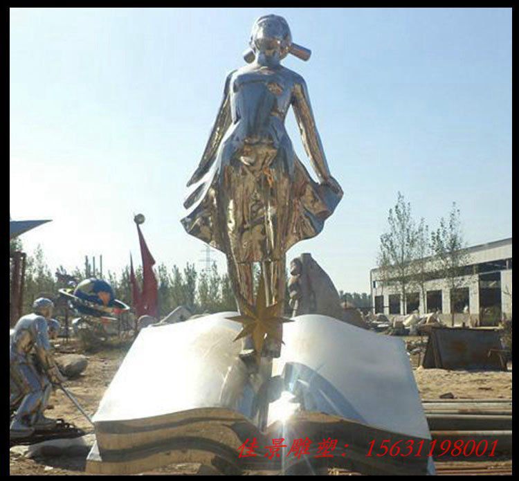 不锈钢抽象美女 公园景观雕塑
