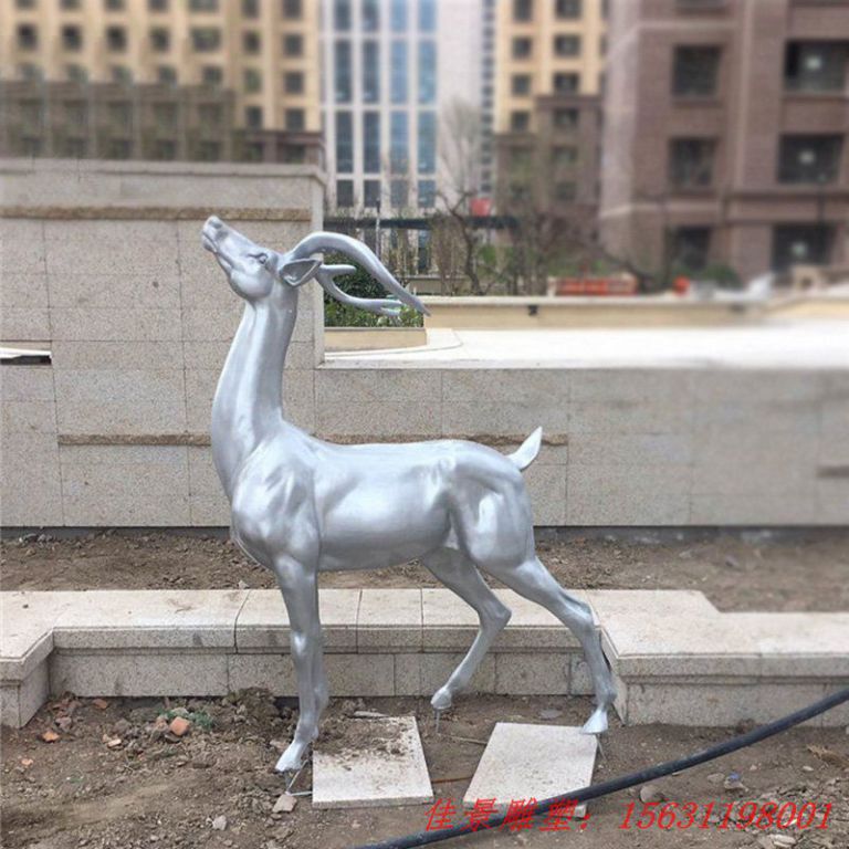 小区景观雕塑，不锈钢抽象鹿雕塑