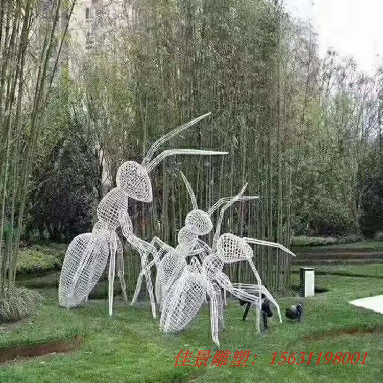 不锈钢镂空蚂蚁雕塑公园装饰动物不锈钢雕塑 (3)[1]