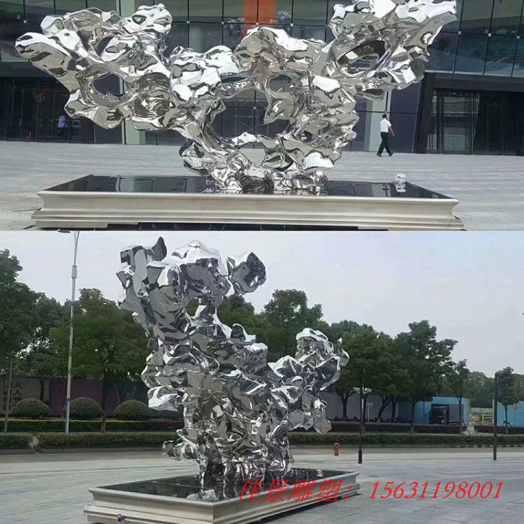 不锈钢太湖石雕塑广场创意造型雕塑