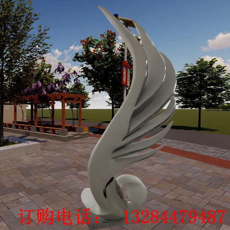 厂家不锈钢翅膀广场园林景观雕塑地产楼盘景观工程大型不锈钢雕塑 (6)