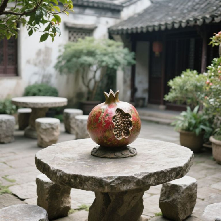 石榴雕塑的形态设计如何体现其寓意