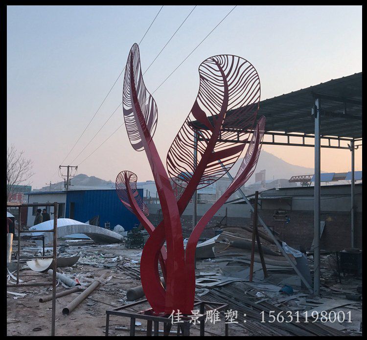 不锈钢柏树枫叶雕塑公园景观雕塑