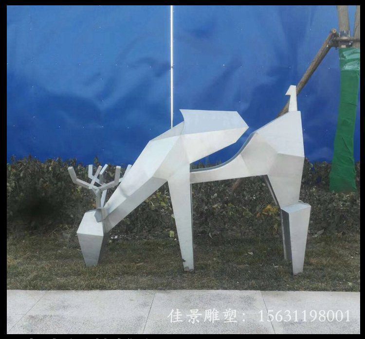 不锈钢不规则梅花鹿雕塑公园动物雕塑