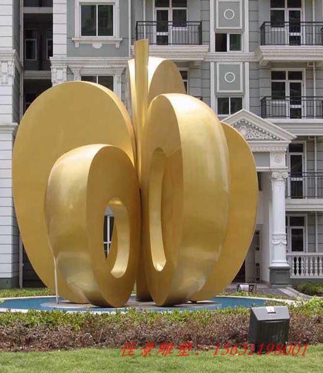 不锈钢抽象苹果雕塑城市景观雕塑