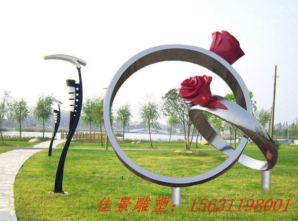 公园景观玫瑰花戒指不锈钢雕塑