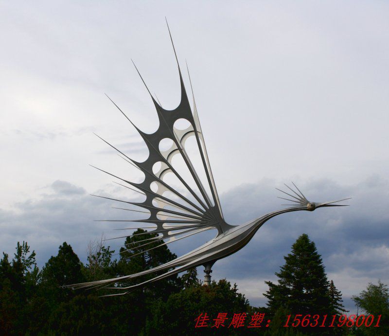 广场不锈钢抽象小鸟雕塑