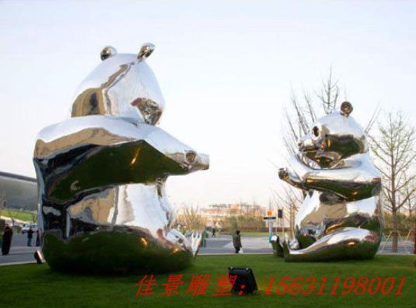镜面不锈钢卡通小熊雕塑