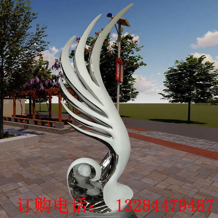 大型不锈钢镜面翅膀雕塑