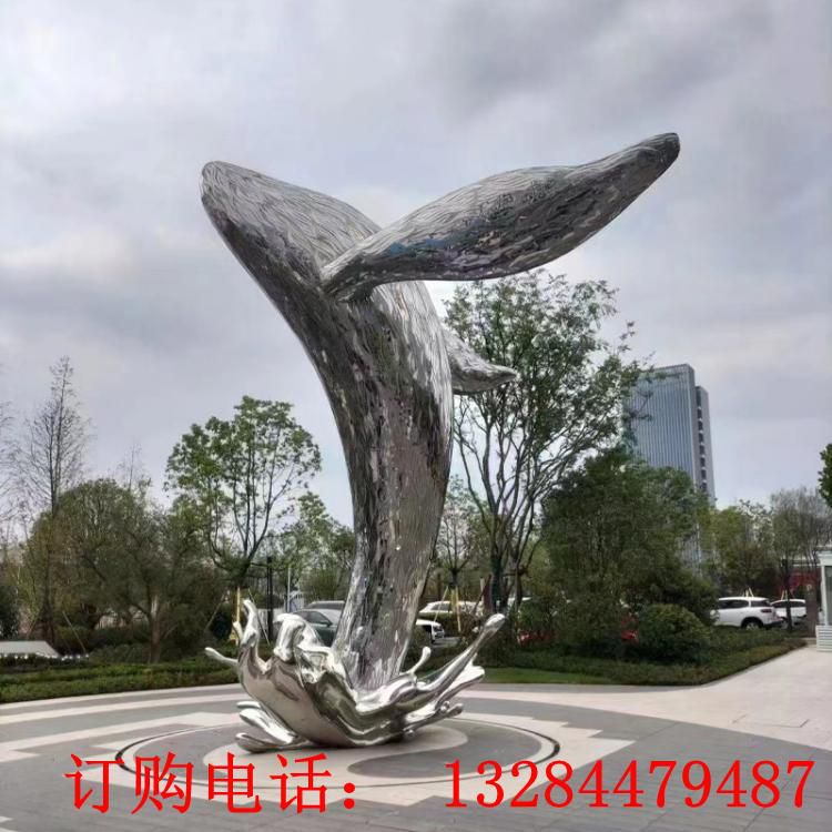 不锈钢鲸鱼出水雕塑