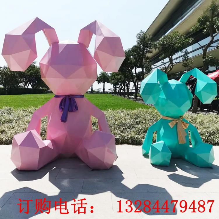 不锈钢几何网红兔雕塑
