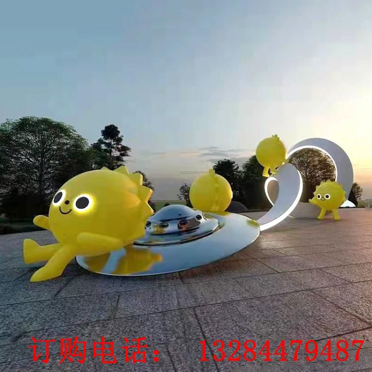 不锈钢发光卡通人物雕塑