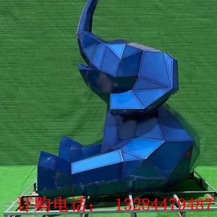 不锈钢几何大象雕塑