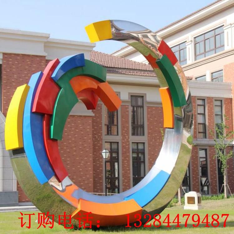 大型不锈钢抽象圆环雕塑