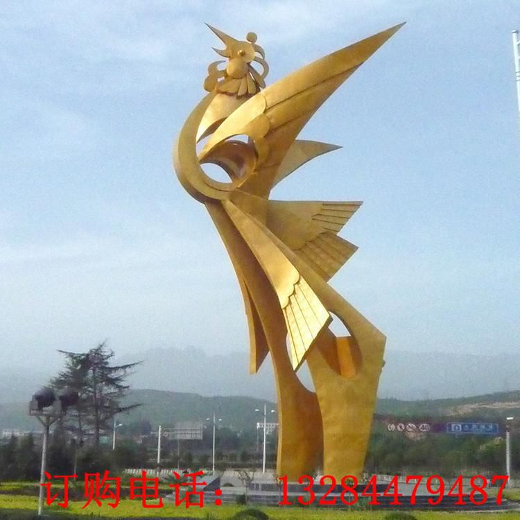大型不锈钢抽象凤凰雕塑