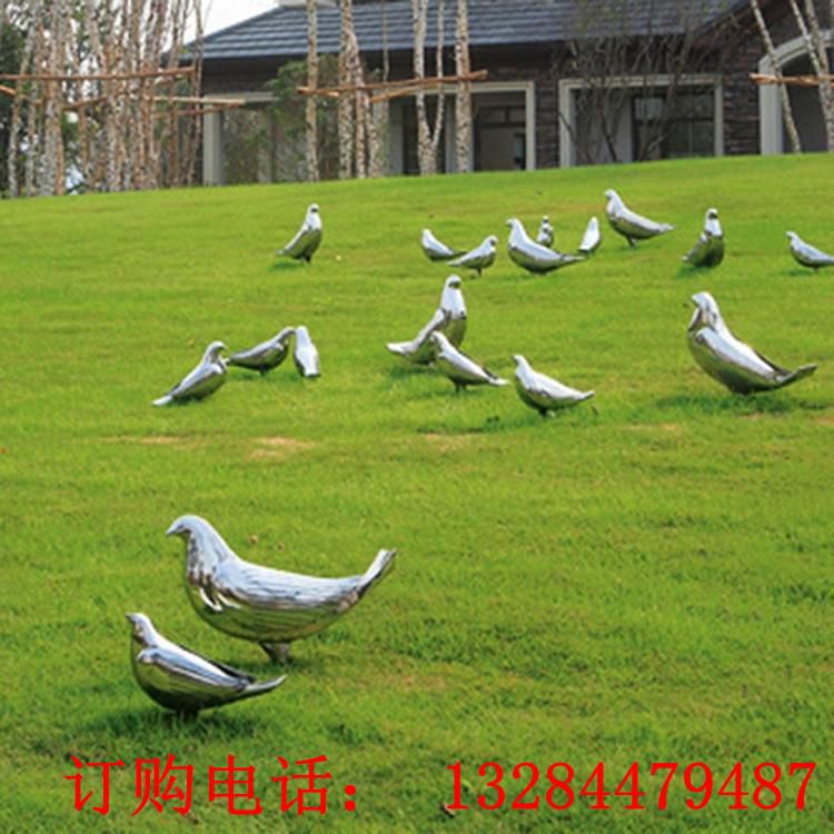 不锈钢镜面鸽子雕塑