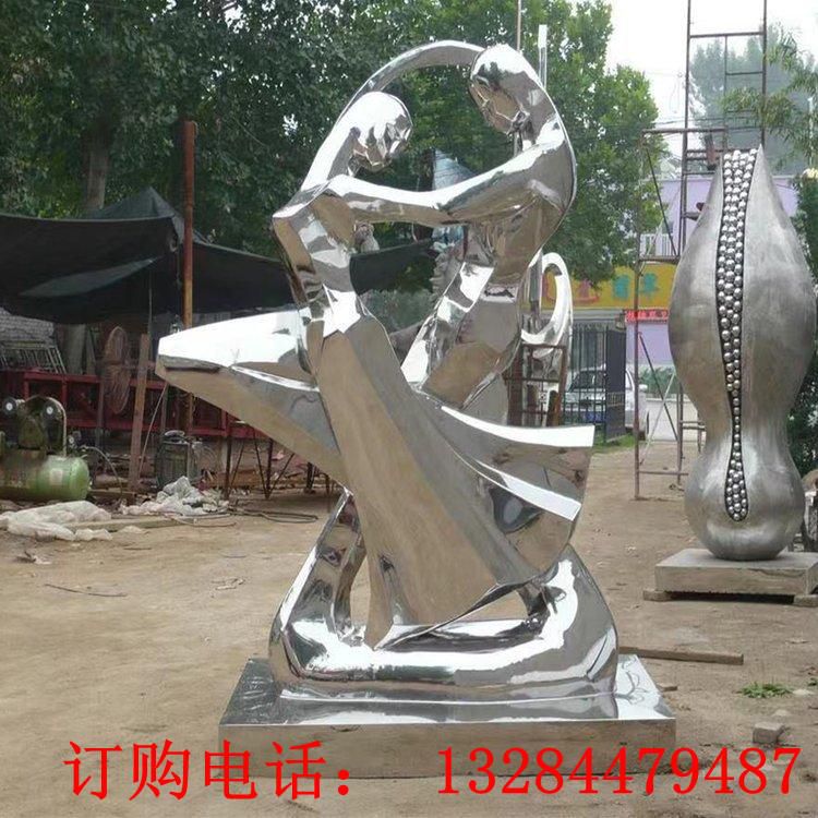 不锈钢镜面双人跳舞雕塑