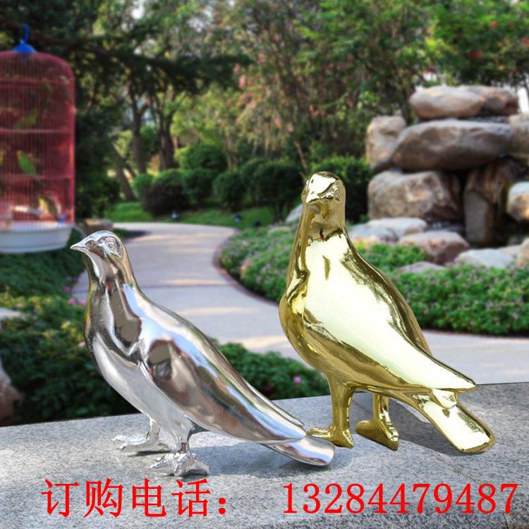 不锈钢镜面小鸽子雕塑
