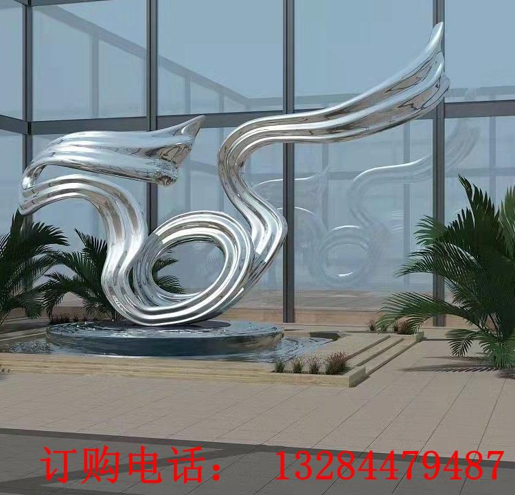 不锈钢抽象飘带雕塑