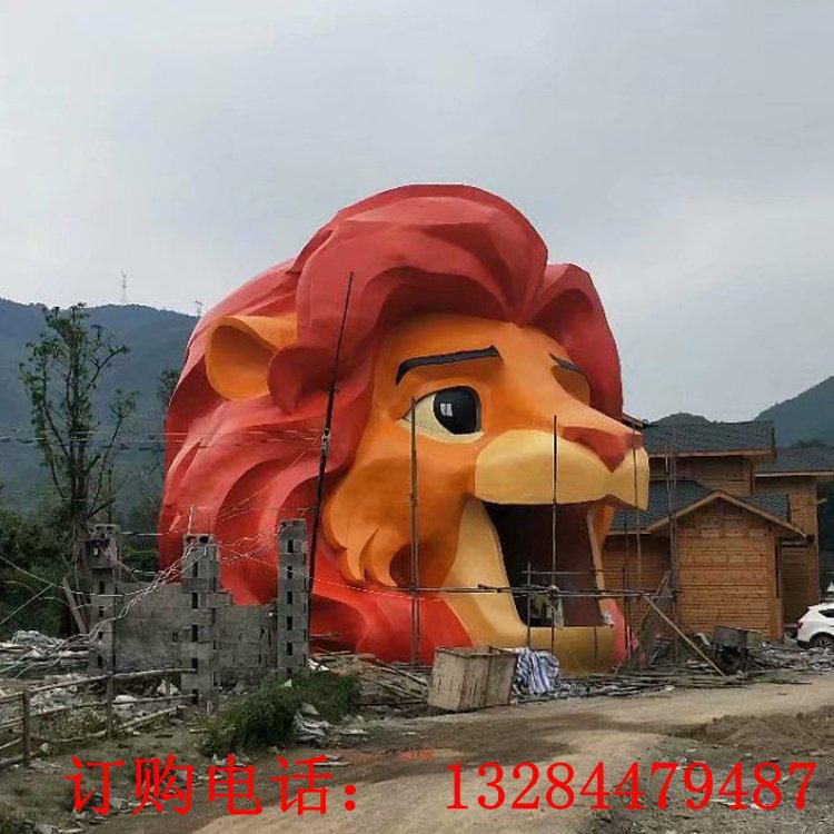 不锈钢狮子头雕塑