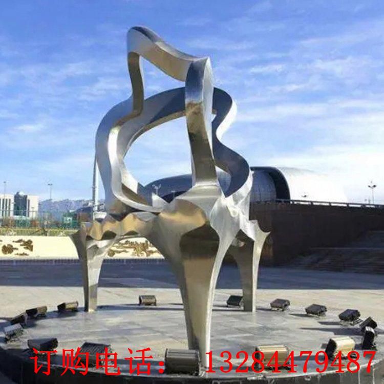 不锈钢抽象钢琴雕塑