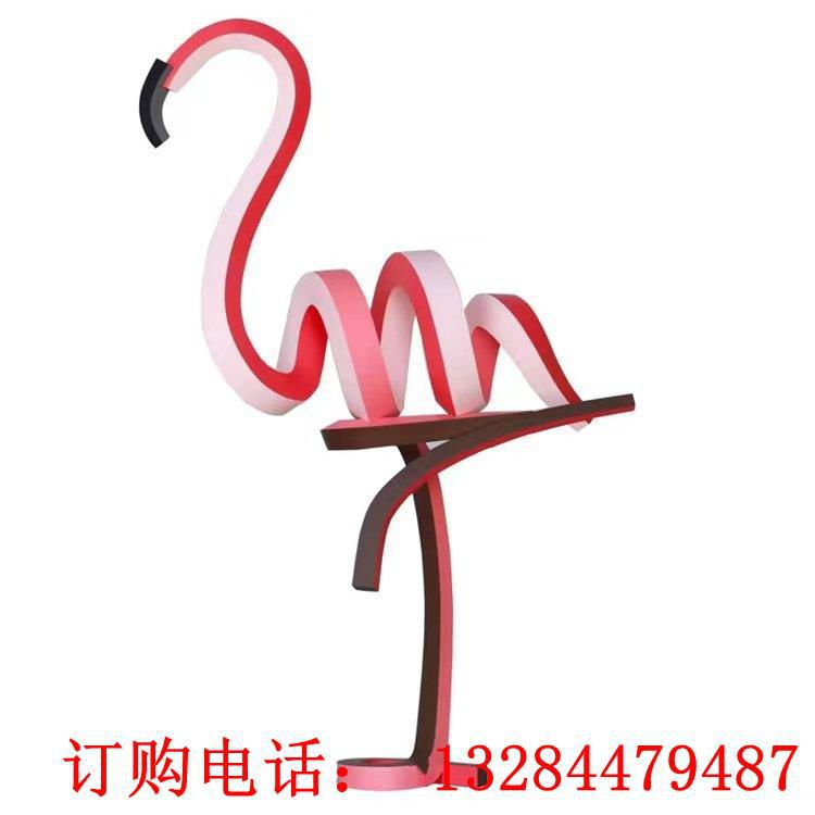 不锈钢线条火烈鸟雕塑