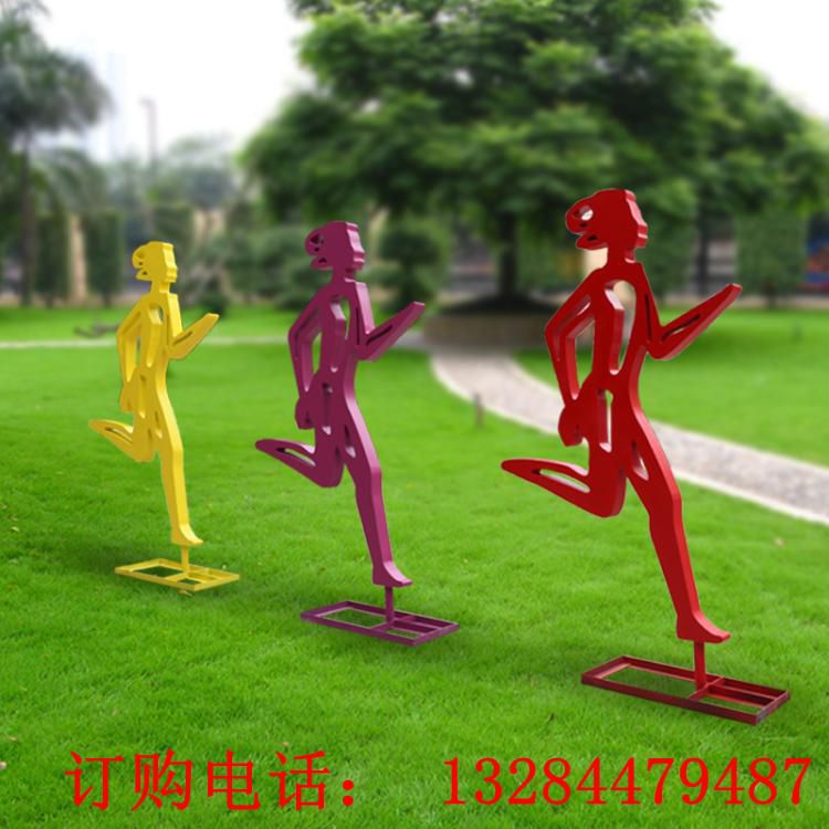 不锈钢剪影跑步人物雕塑