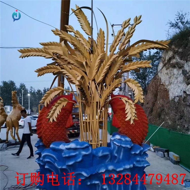 不锈钢彩绘麦穗雕塑