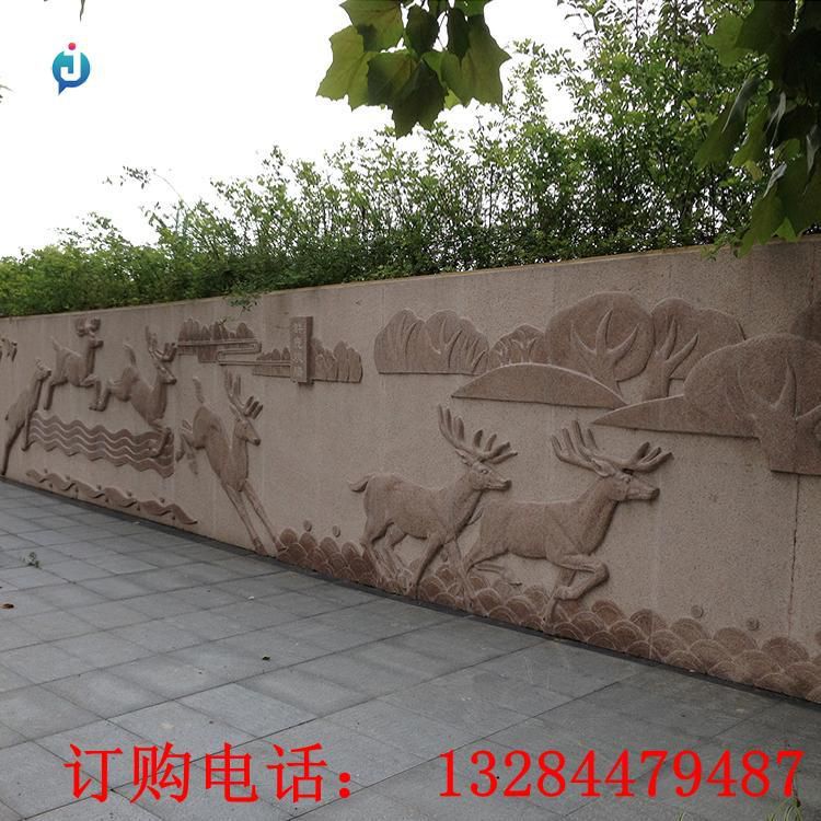 石雕鹿浮雕雕塑