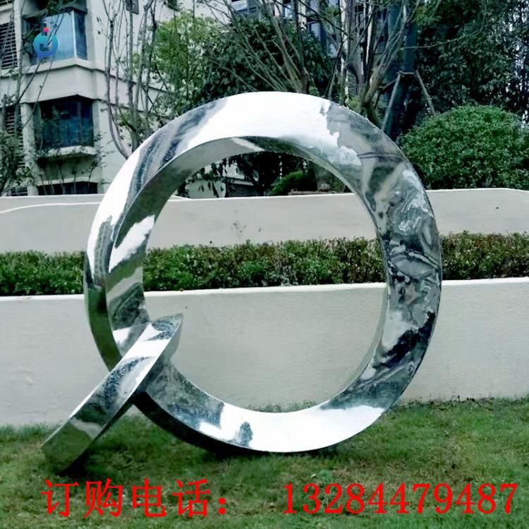 不锈钢双圆环广场雕塑