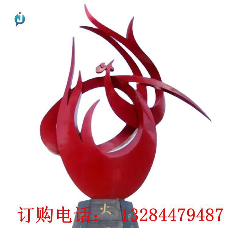 不锈钢抽象火凤凰城市雕塑