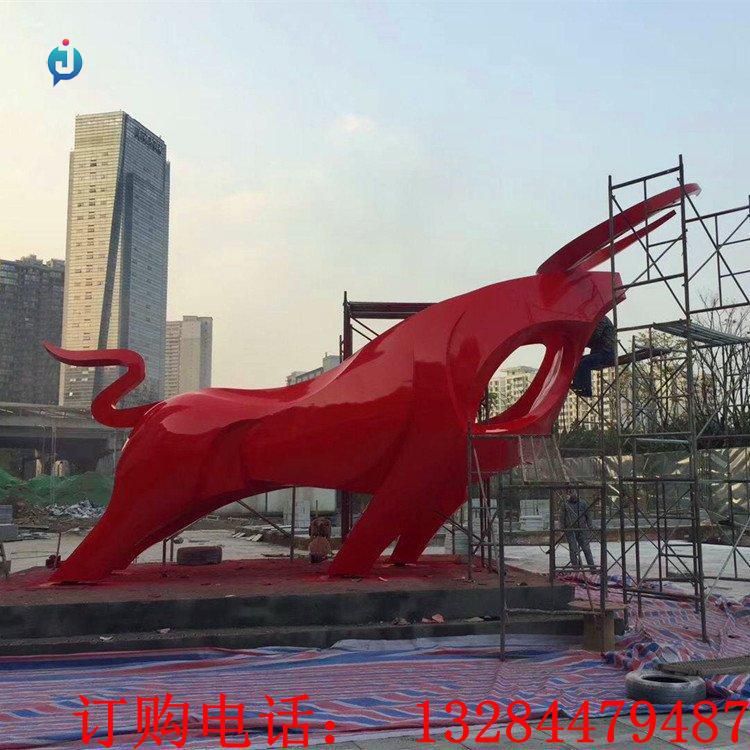 大型不锈钢抽象牛广场雕塑
