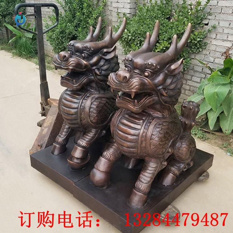 铸铜麒麟雕塑