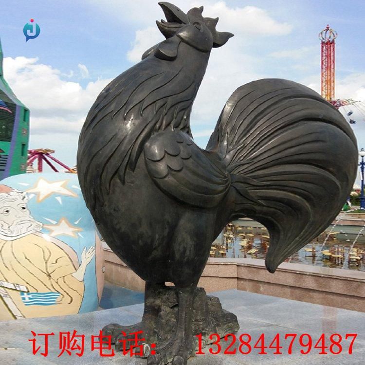 铸铜十二生肖鸡雕塑