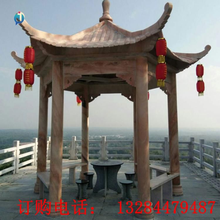 石雕六角凉亭雕塑