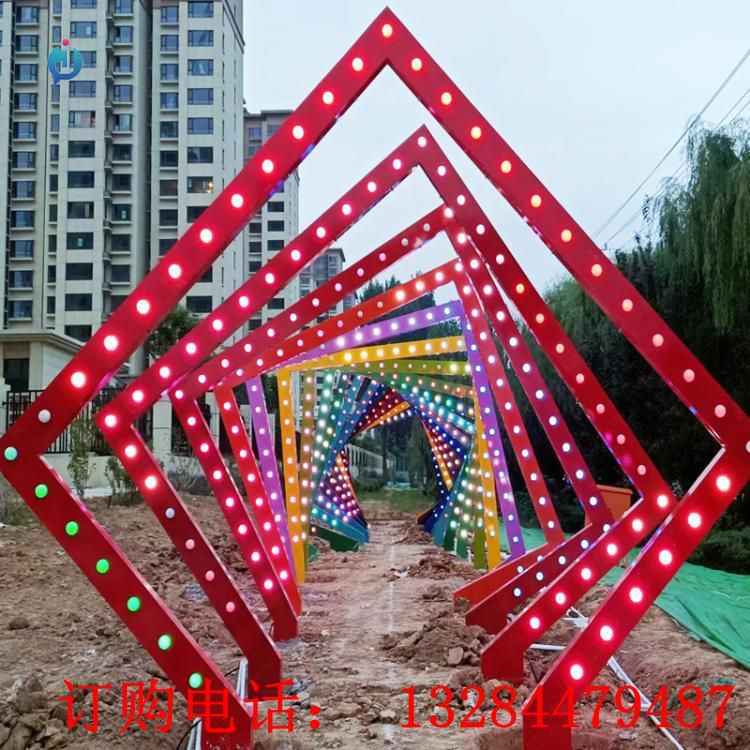 不锈钢发光拱门雕塑