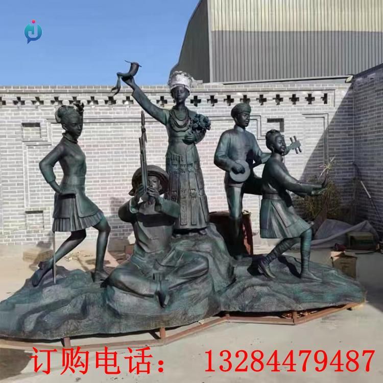 铸铜少数民族乐队雕塑