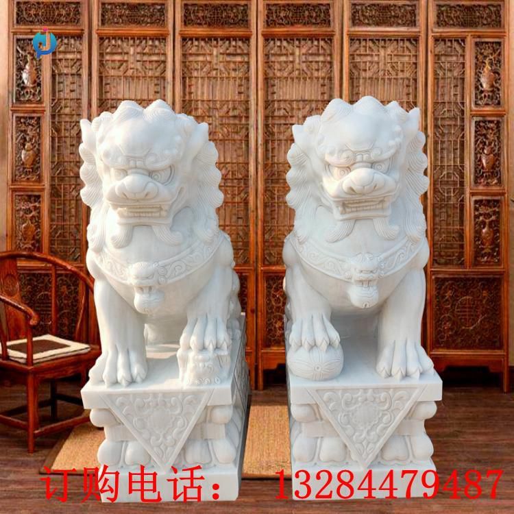 石雕汉白玉门口狮子雕塑
