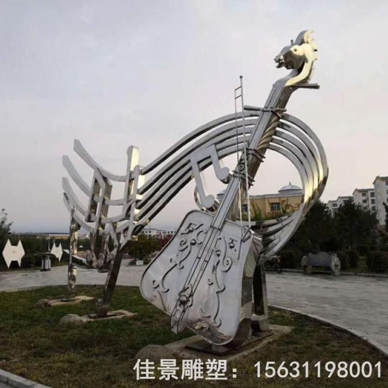 不锈钢抽象音符和提琴雕塑