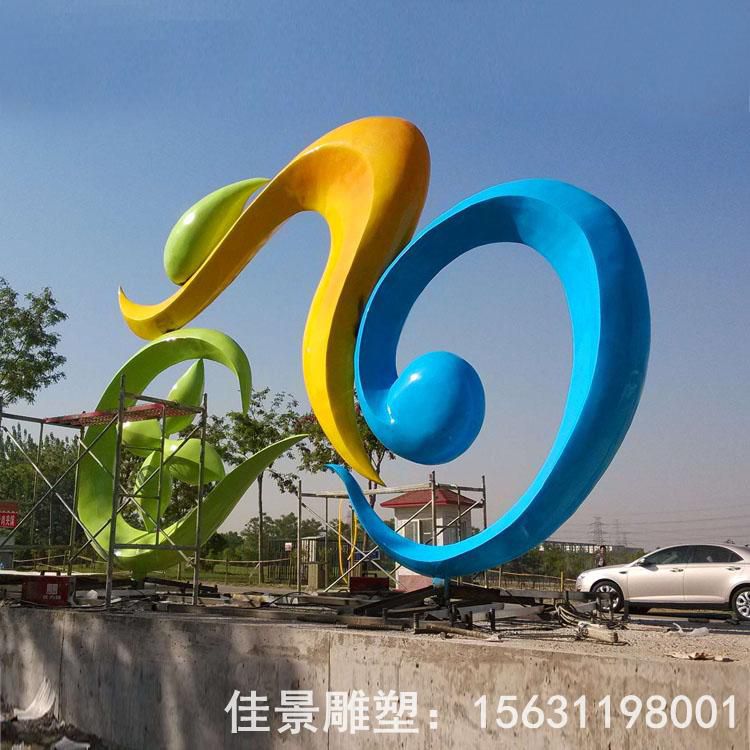 不锈钢抽象骑车雕塑
