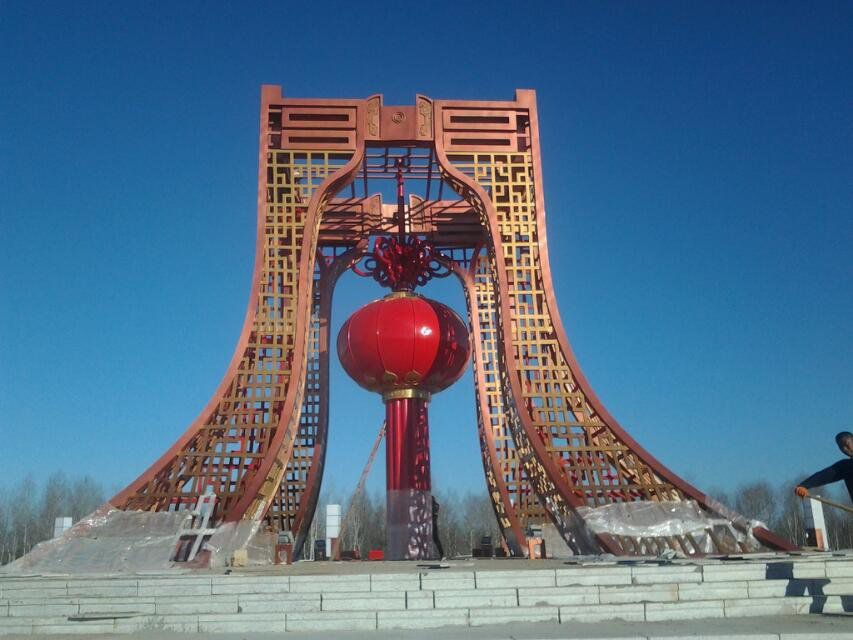 不锈钢园林景区灯笼雕塑