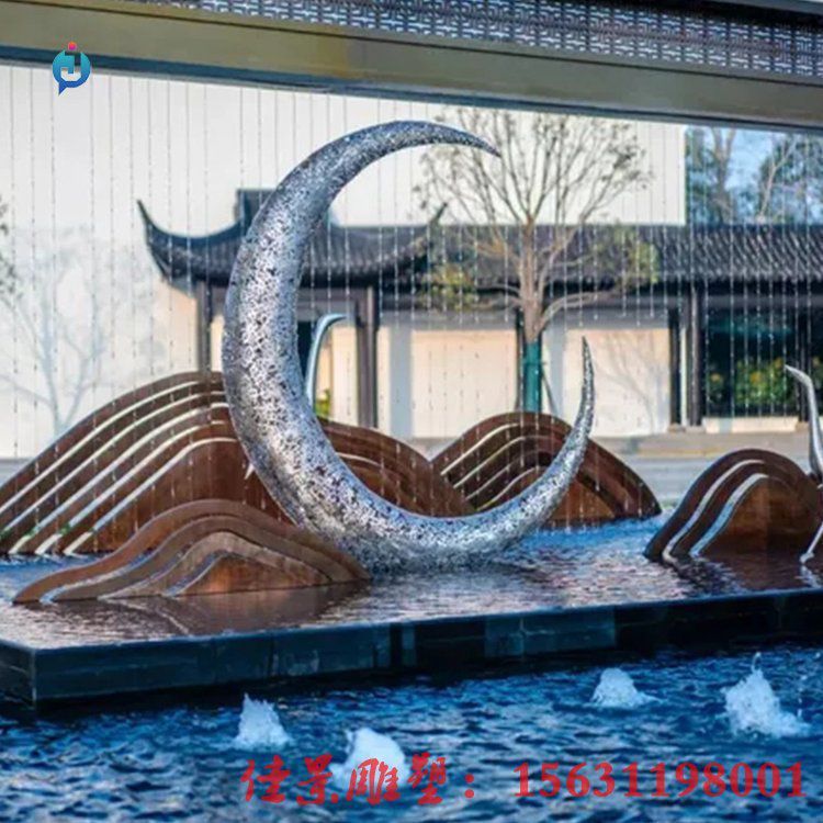 发光月亮不锈钢雕塑