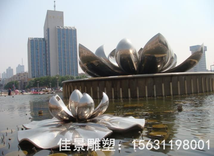 荷花景观庭院不锈钢雕塑