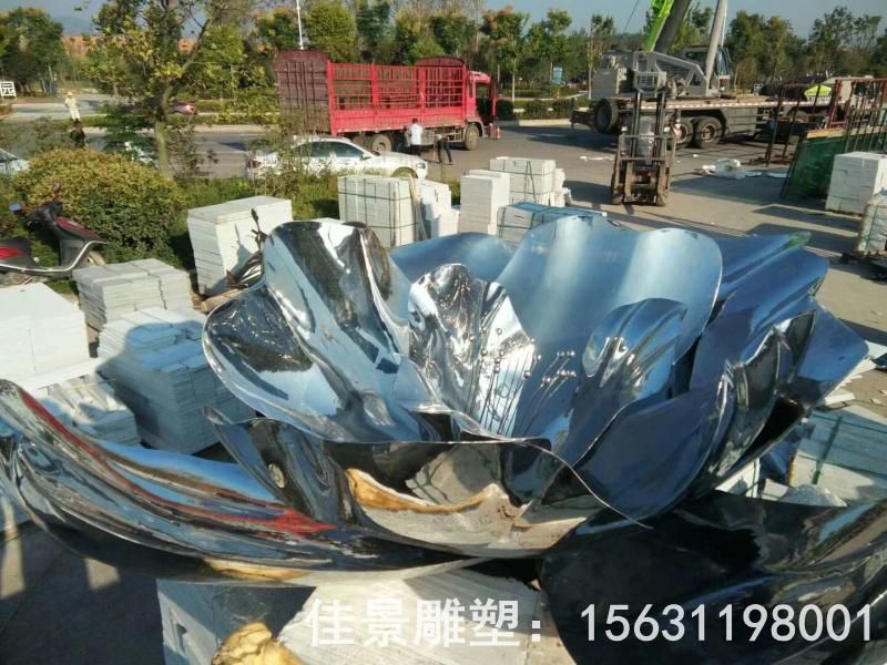 镜面荷花庭院不锈钢雕塑