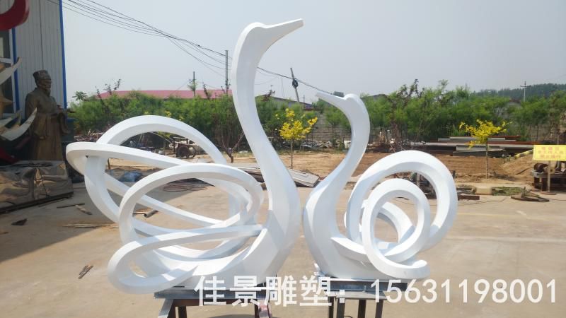 几何天鹅不锈钢景观雕塑