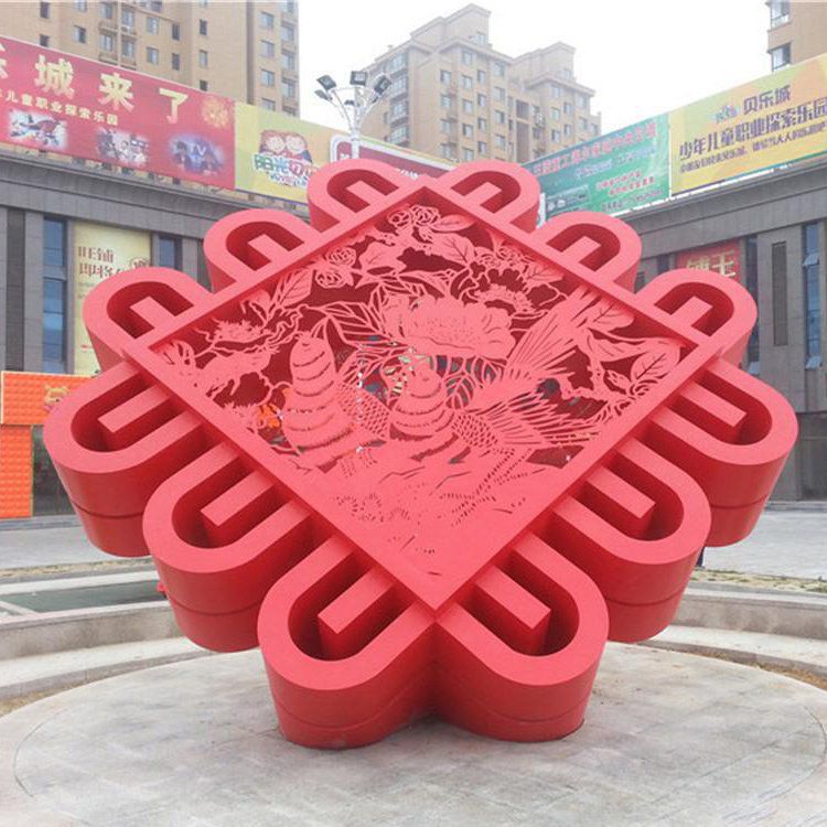 彩绘中国结园林不锈钢雕塑