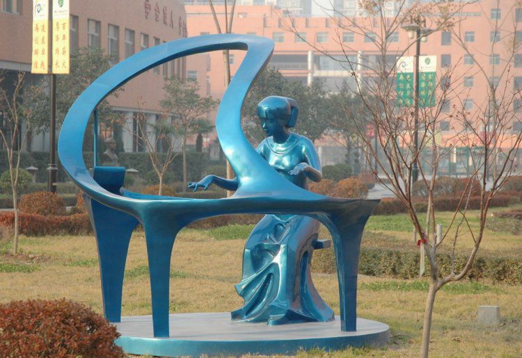 不锈钢钢琴城市景观雕塑