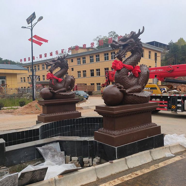 青铜龙庭院景观铜雕