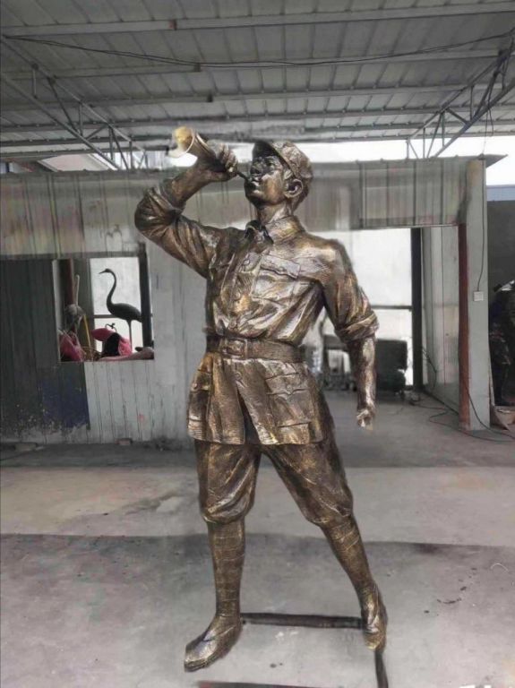 吹号人物景观铜雕