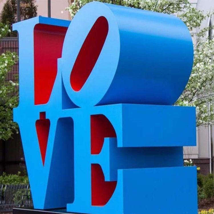 不锈钢love彩绘标志雕塑